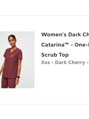 Figs One Scrub Top in Dark Cherry and Jogger Bottom SET